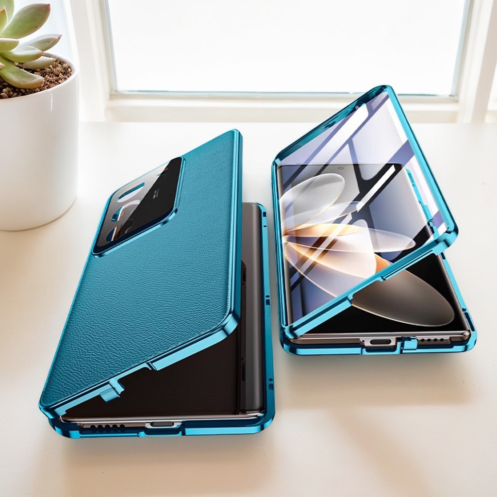 Realme Gt 6 - Luxury Leather Glass 360° Cover For