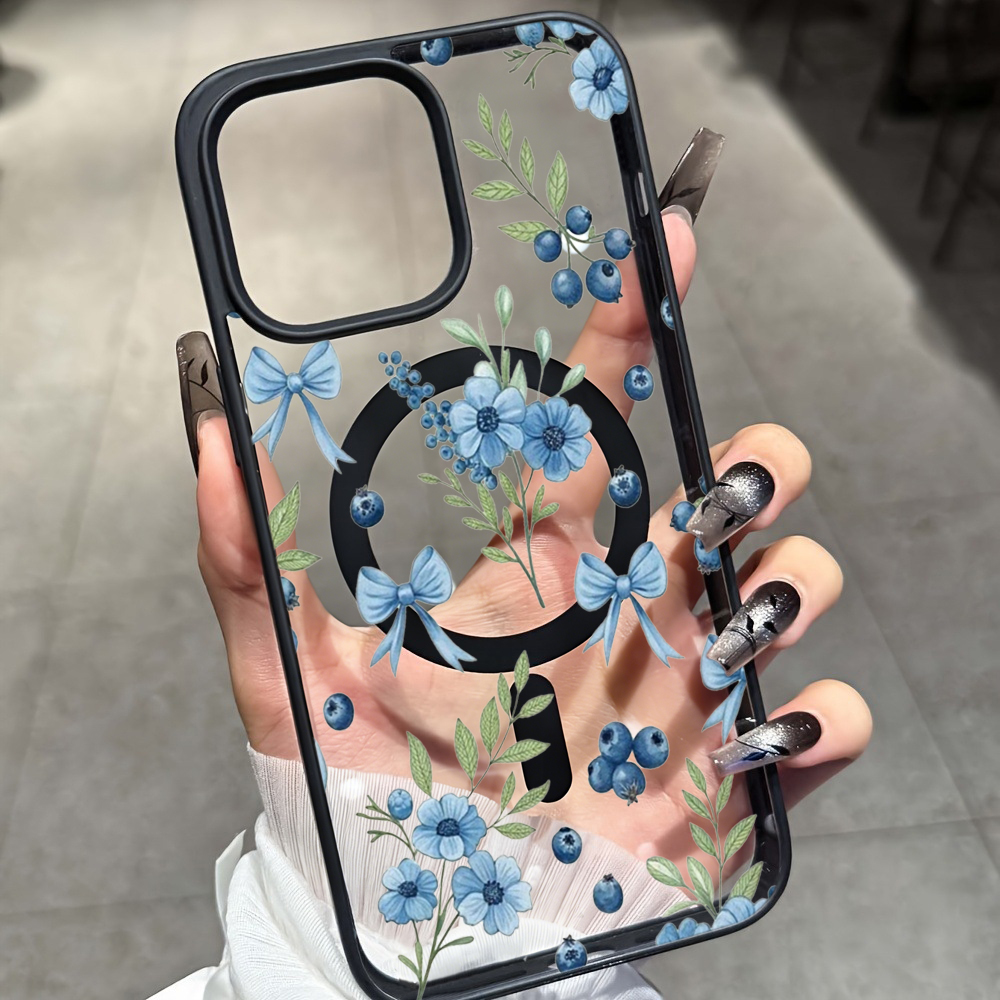 Phone Accessories Iphone - Blueberry Floral Clear Case For iPhone