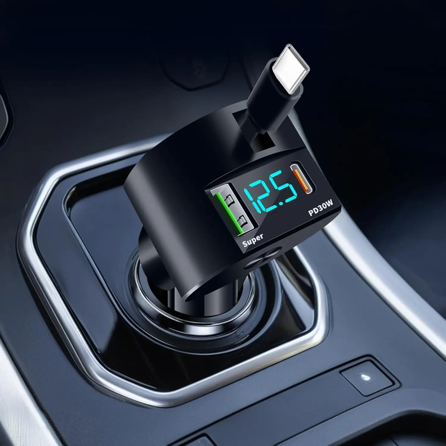 Fast Charging Cable - Upgraded Retractable Car Charger 3 in