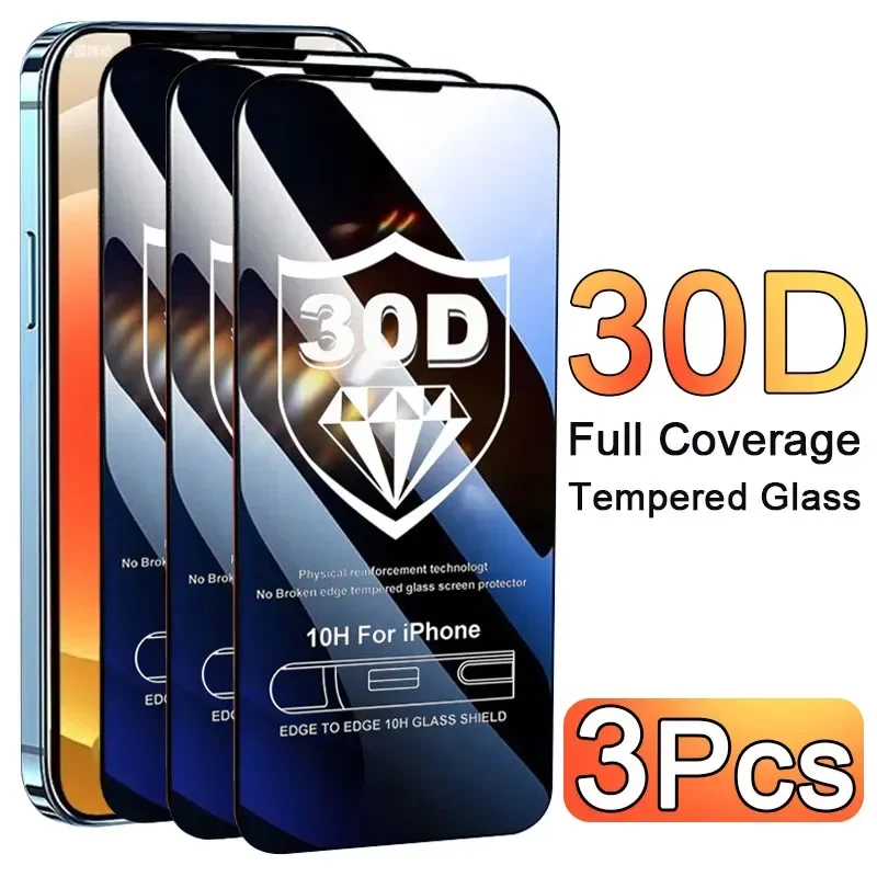 Quality Phone Accessories - 3PCS Glass Protector Phone Case for
