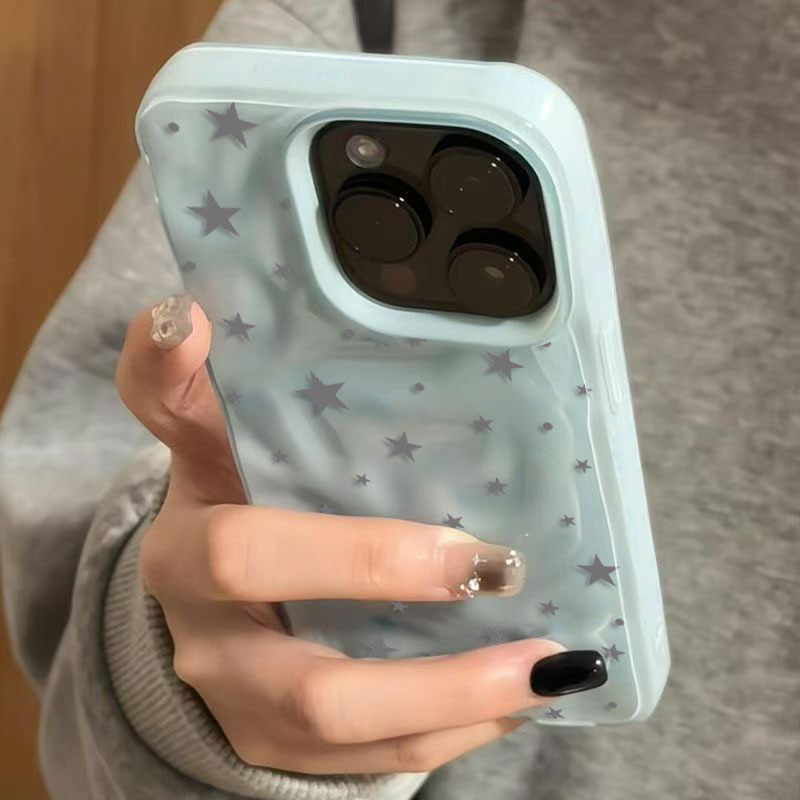 Phone Accessories Iphone - Minimalist Gray-Blue Star Wave Texture Phone