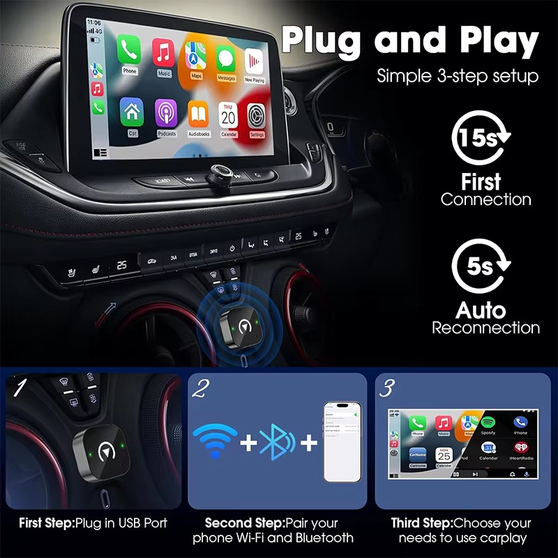 2-in-1 Wireless CarPlay Adapte - Quality Phone Accessories 评论和价格