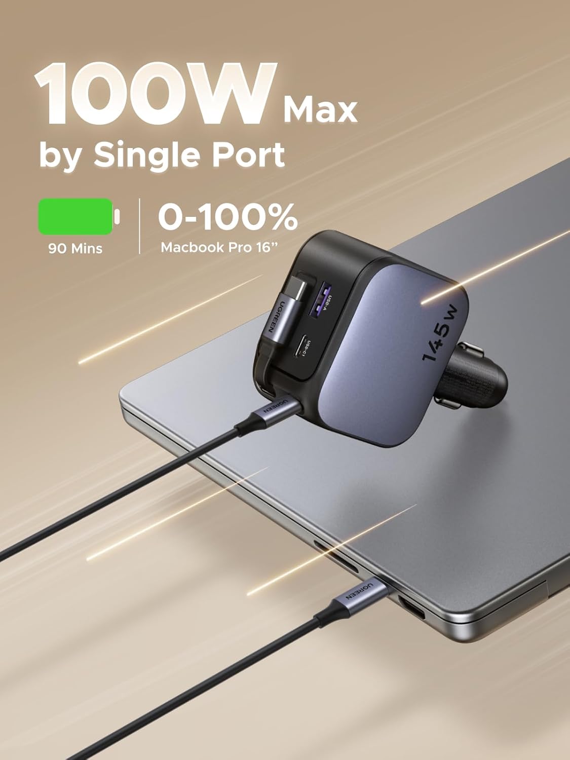 UGREEN 145W 3C1A Retractable C - Fast Charging Cable 评论和价格
