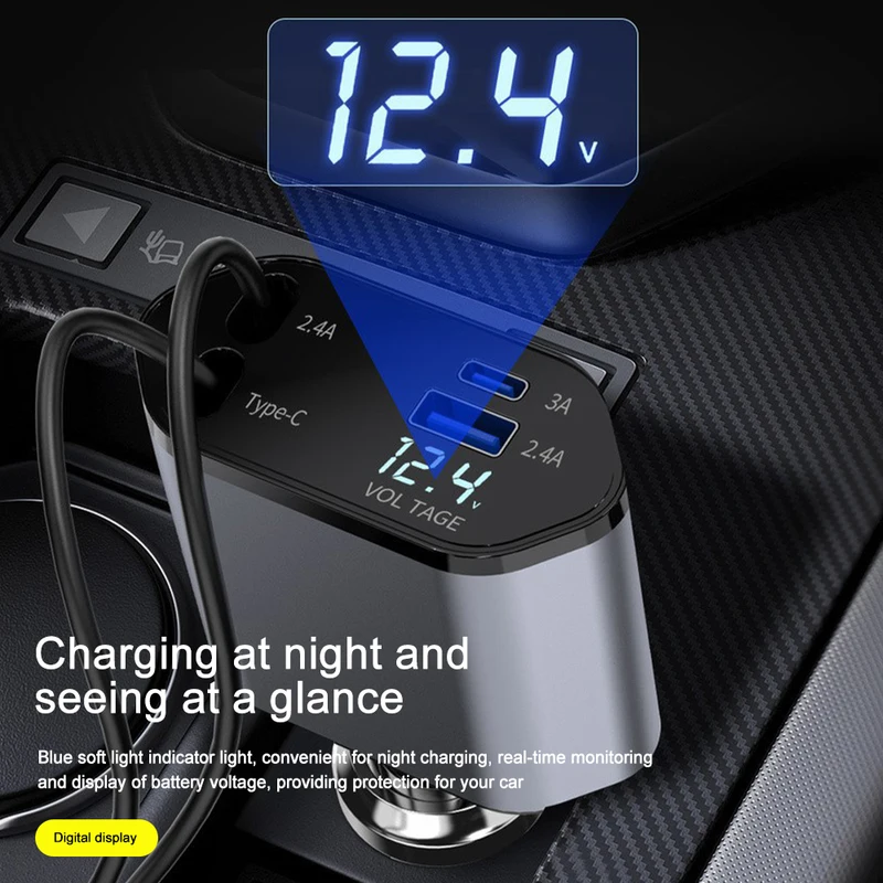 120W 4 in 1 retractable car ch - Fast Charging Cable 评论和价格