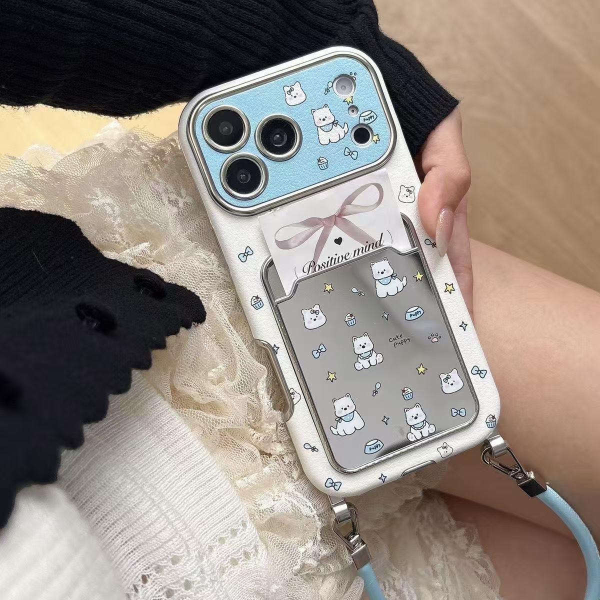 Cute Puppy Mirror Card Holder  - Quirky Phone Accessories 评论和价格